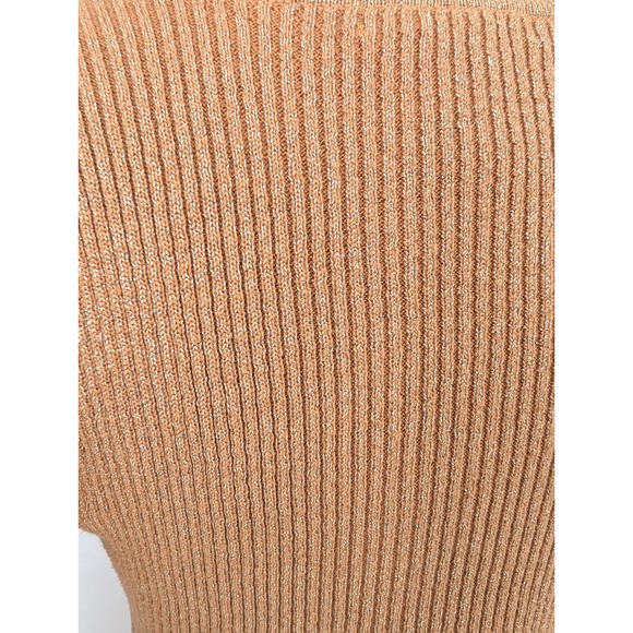 VTG Y2K Charlotte Russe Gold Metallic Babydoll Ribbed Balloon Sleeve Knit Top L - Picture 11 of 15